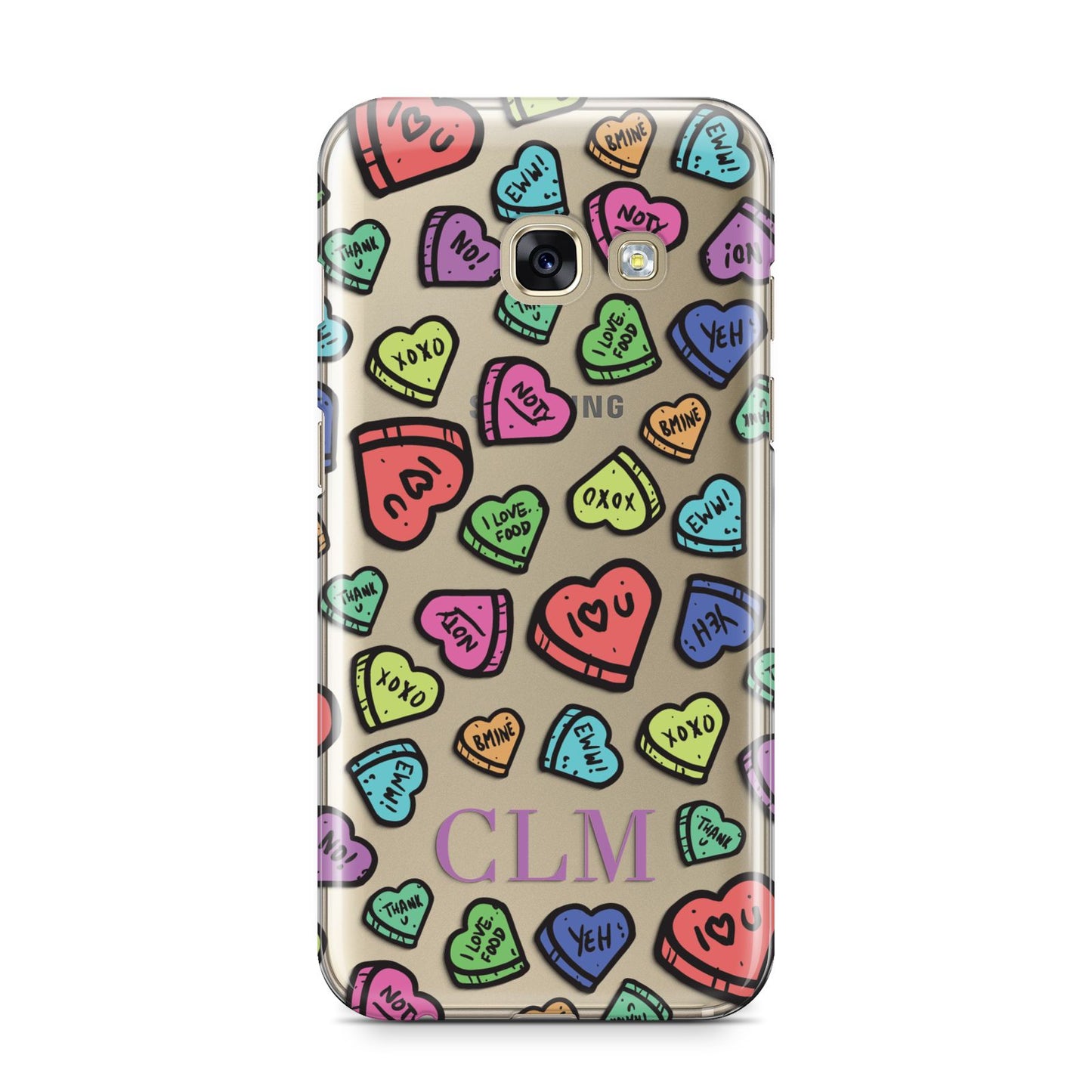 Personalised Love Hearts Initials Samsung Galaxy A3 2017 Case on gold phone