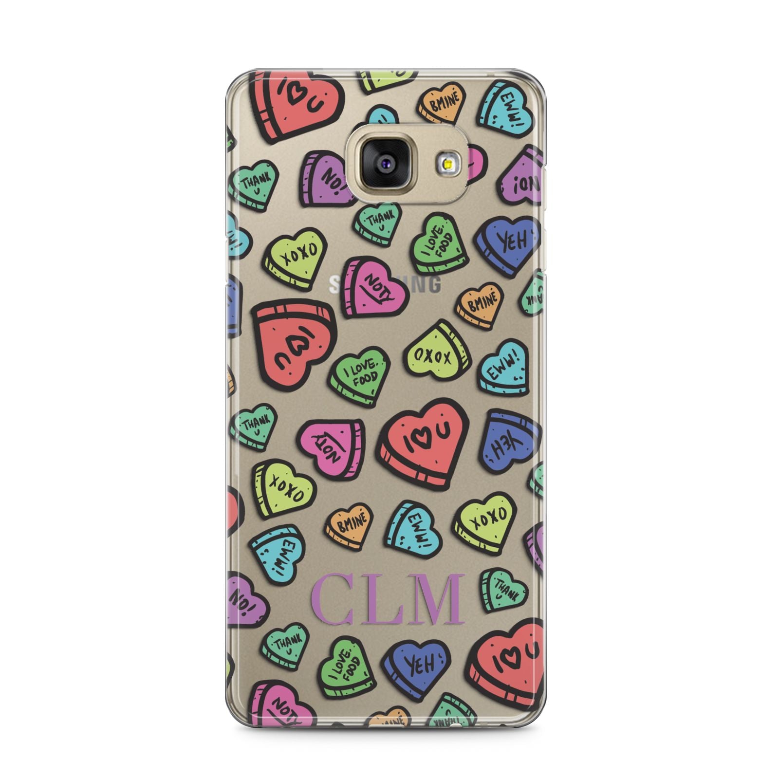 Personalised Love Hearts Initials Samsung Galaxy A5 2016 Case on gold phone
