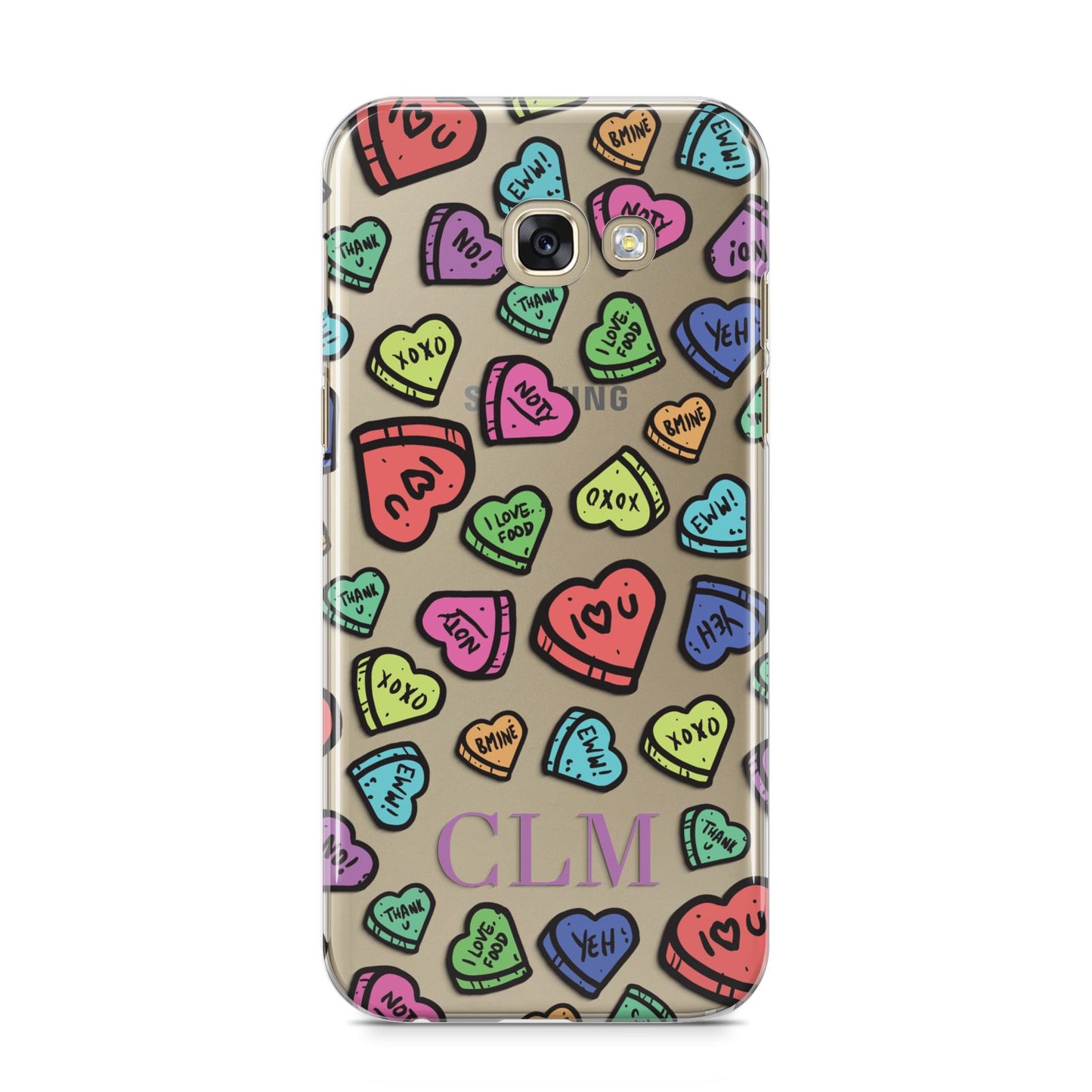 Personalised Love Hearts Initials Samsung Galaxy A5 2017 Case on gold phone