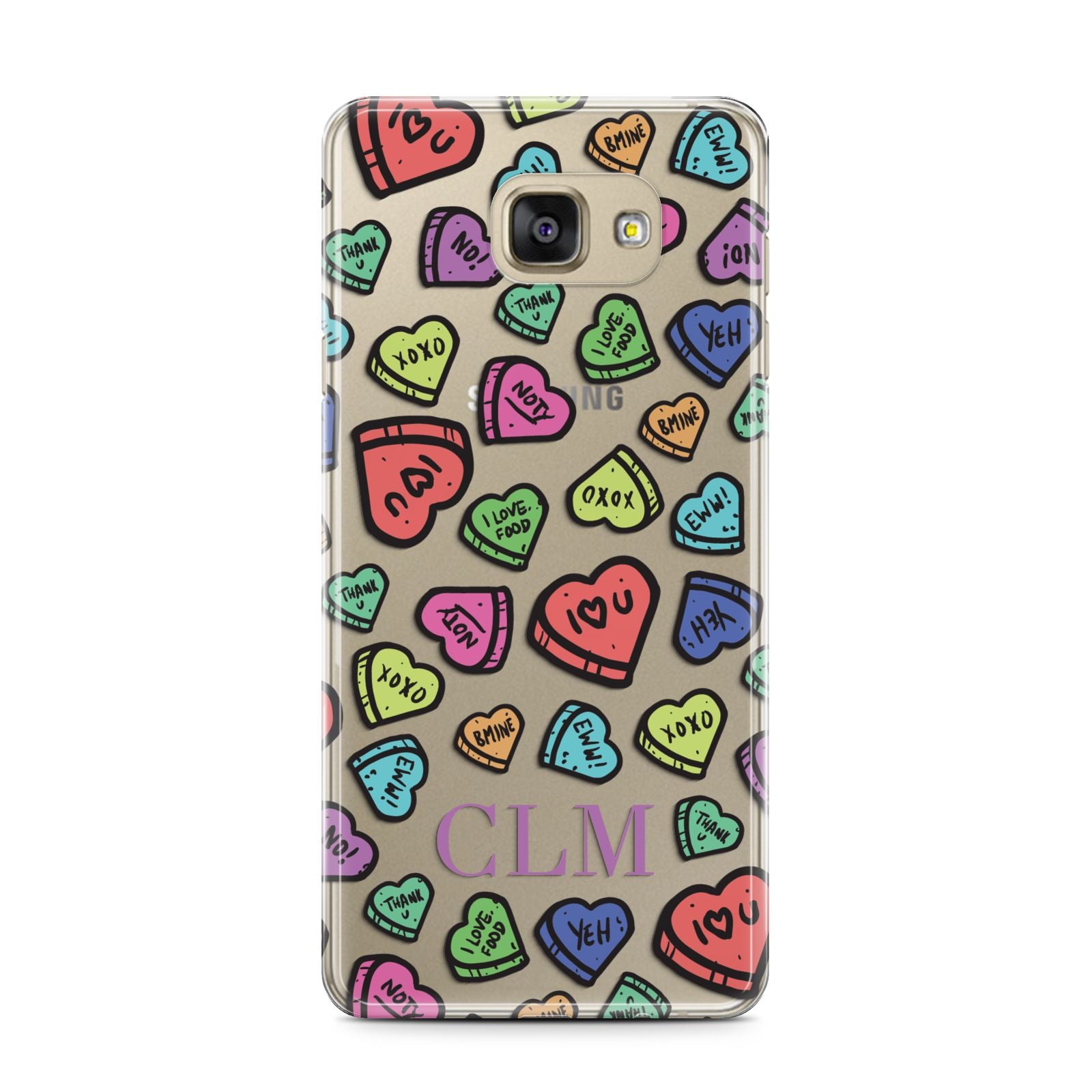 Personalised Love Hearts Initials Samsung Galaxy A7 2016 Case on gold phone