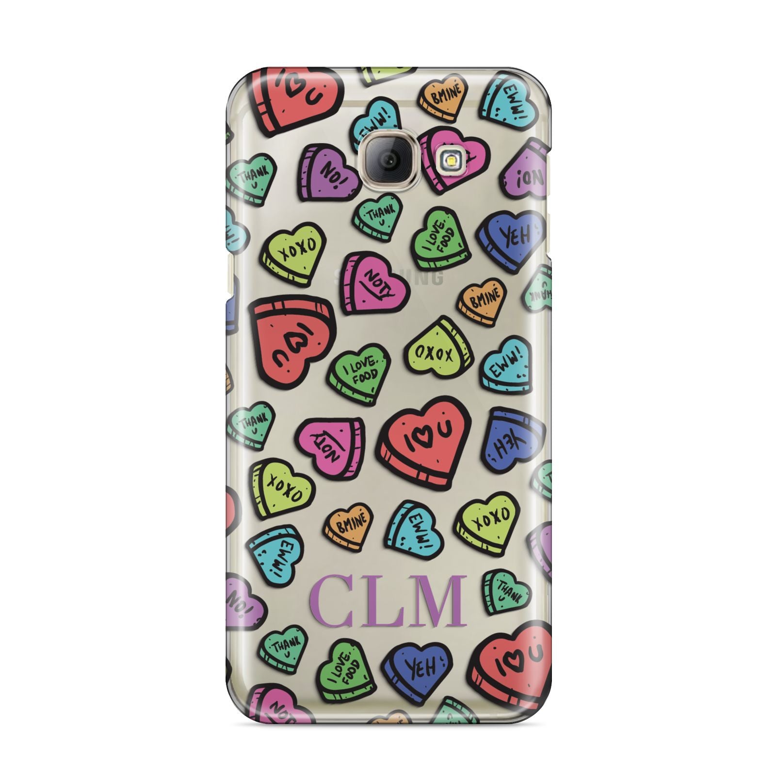Personalised Love Hearts Initials Samsung Galaxy A8 2016 Case