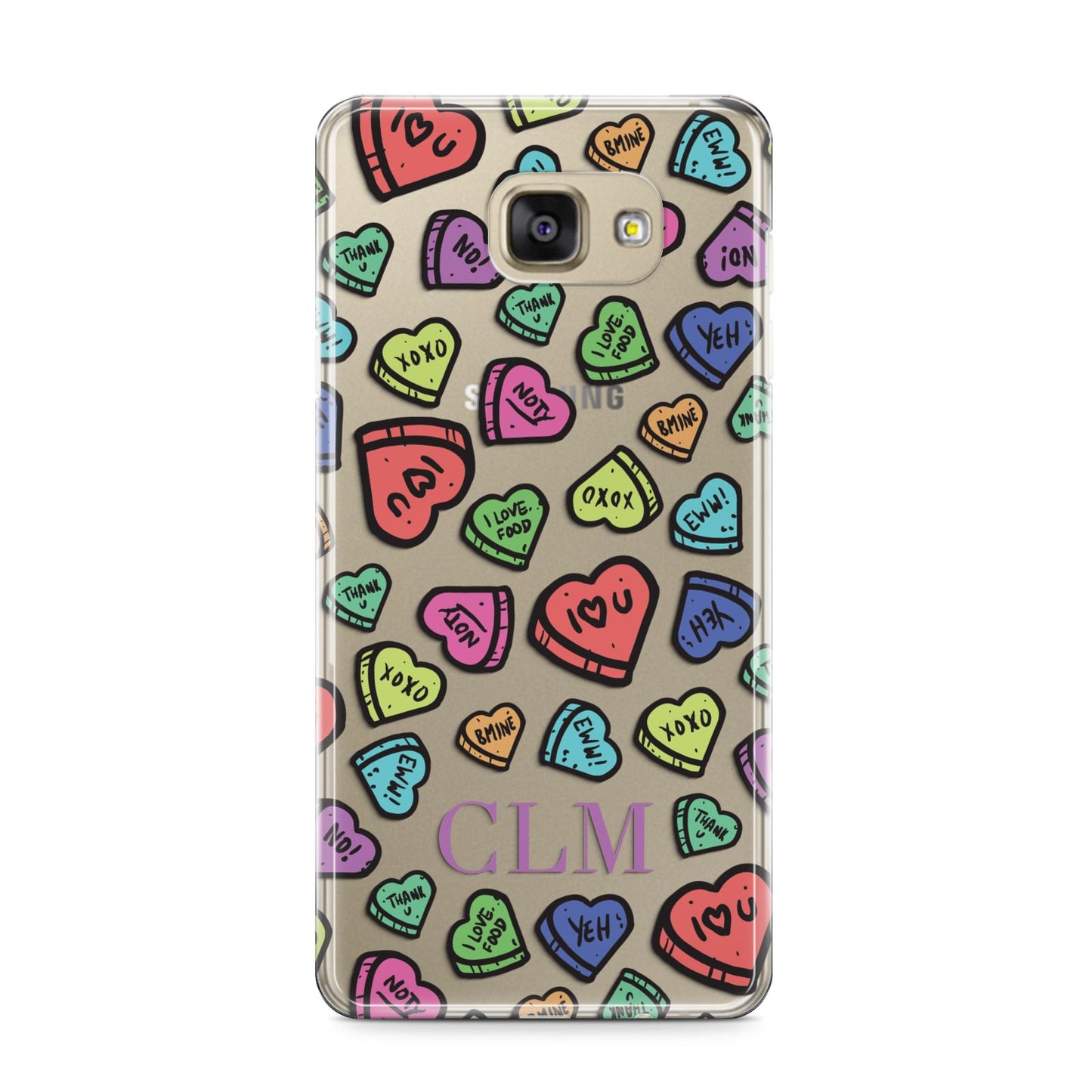 Personalised Love Hearts Initials Samsung Galaxy A9 2016 Case on gold phone
