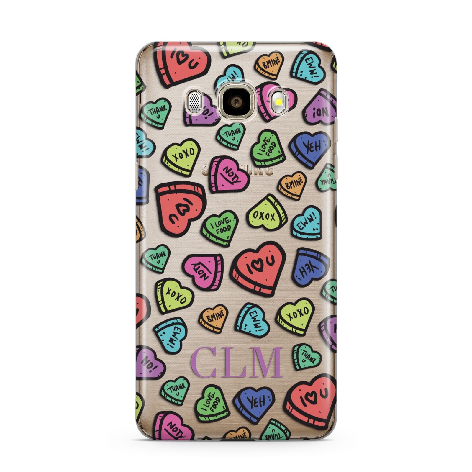 Personalised Love Hearts Initials Samsung Galaxy J7 2016 Case on gold phone