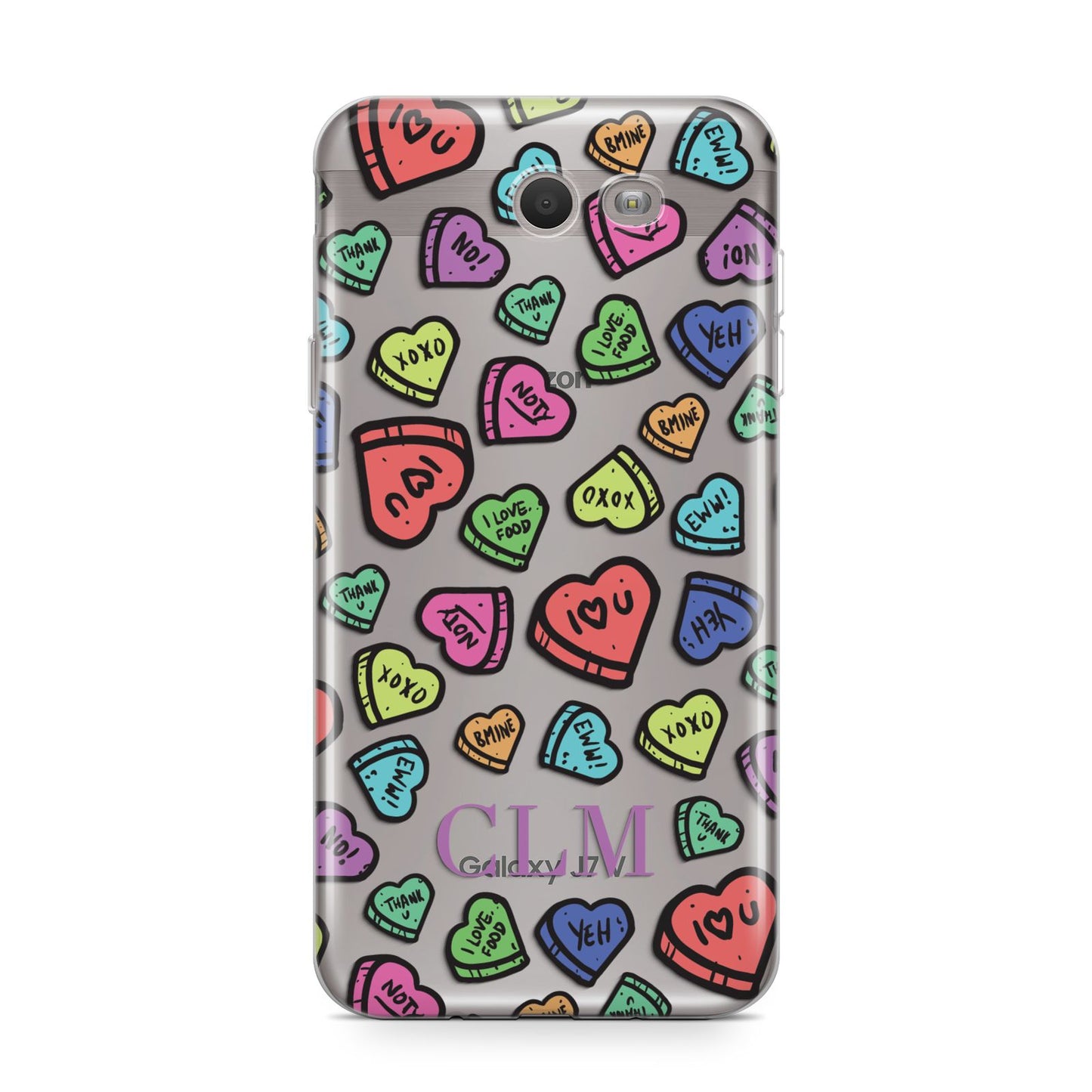 Personalised Love Hearts Initials Samsung Galaxy J7 2017 Case