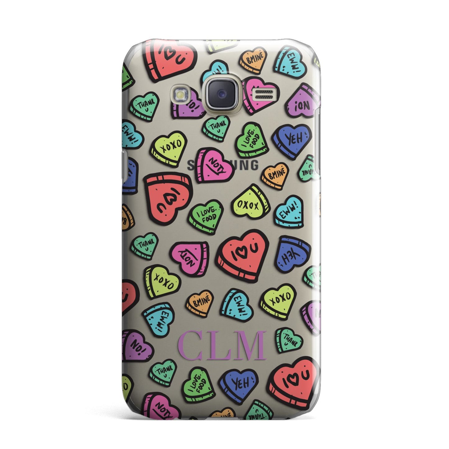 Personalised Love Hearts Initials Samsung Galaxy J7 Case