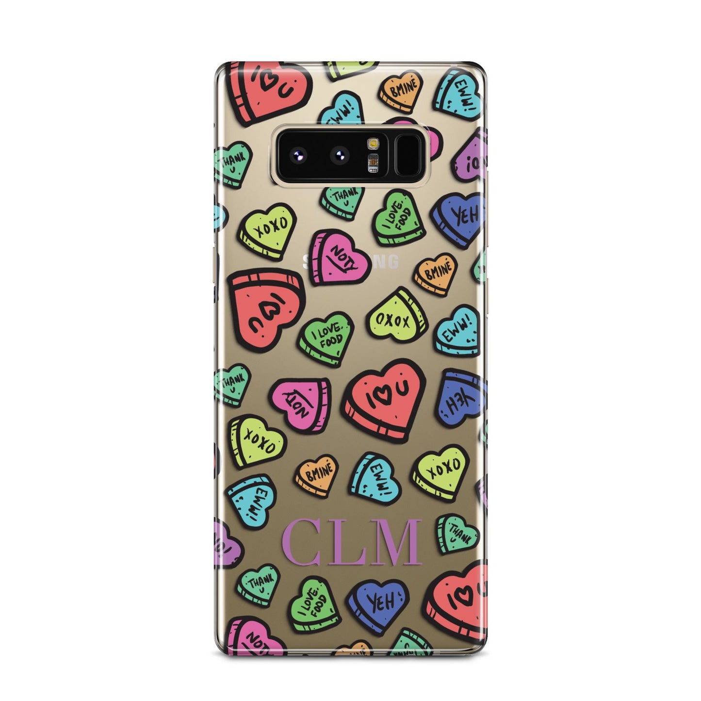Personalised Love Hearts Initials Samsung Galaxy Note 8 Case
