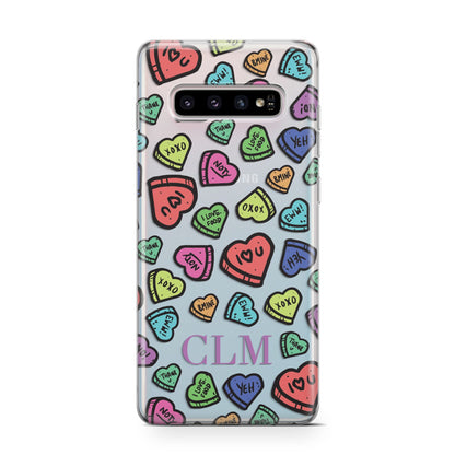 Personalised Love Hearts Initials Samsung Galaxy S10 Case