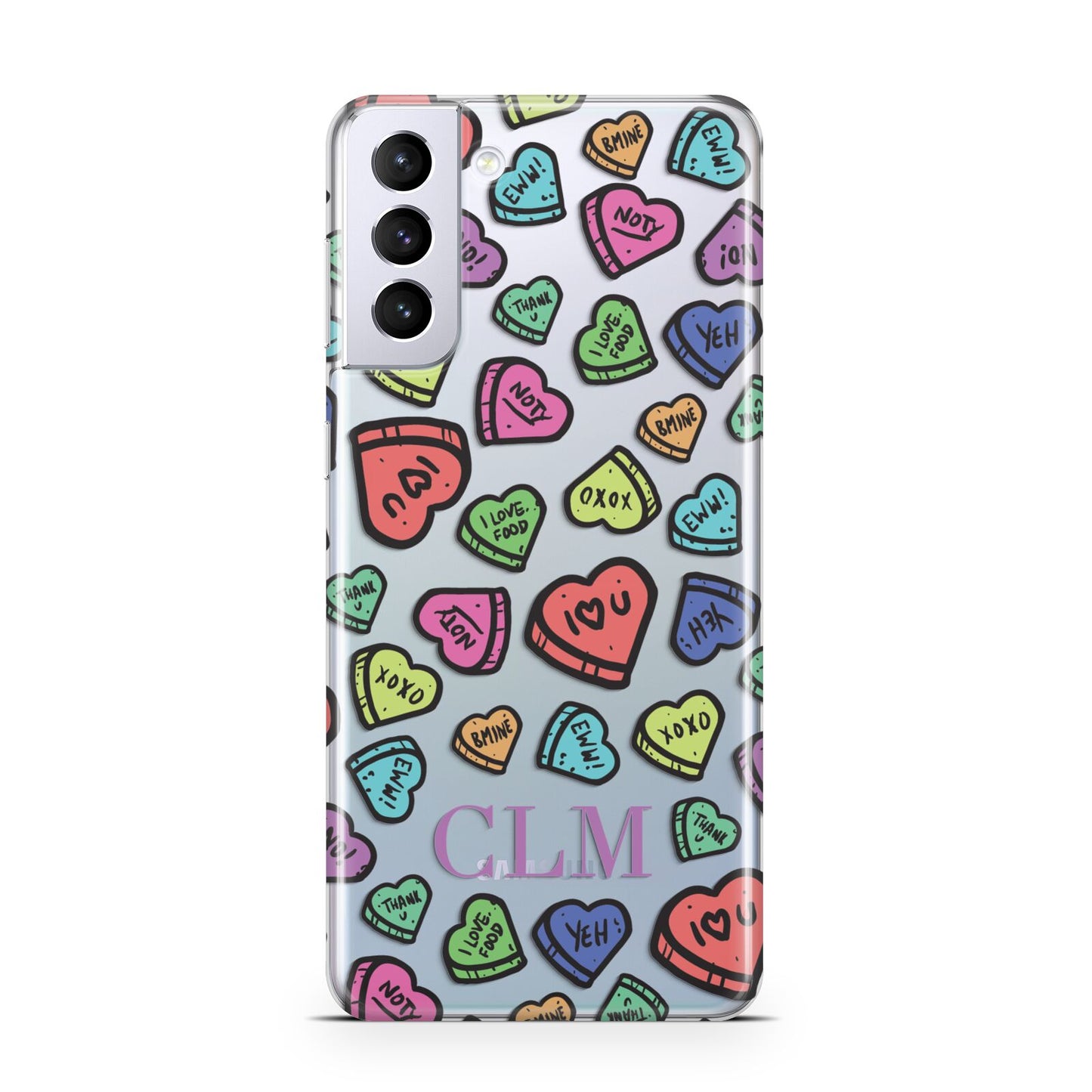 Personalised Love Hearts Initials Samsung S21 Plus Phone Case