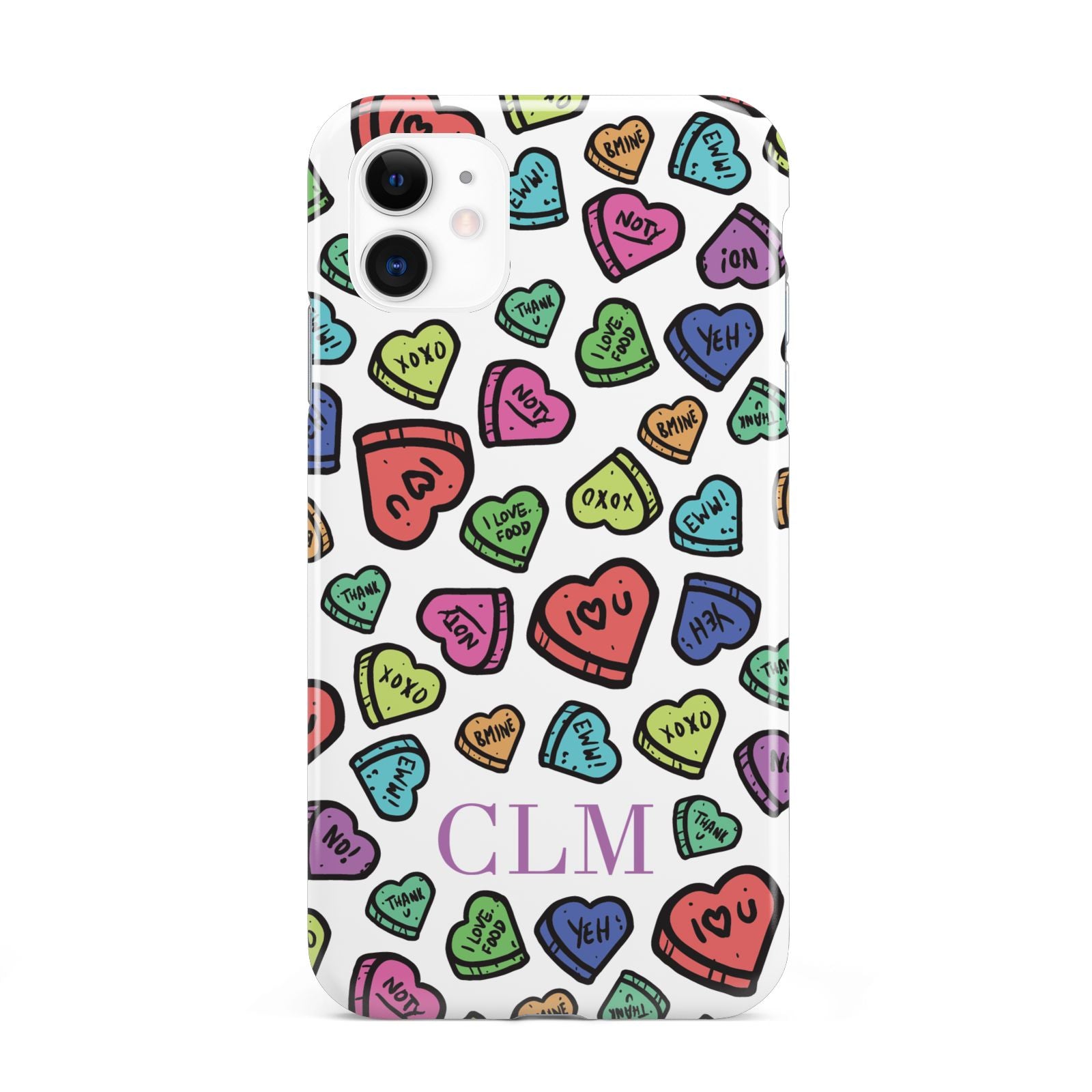 Personalised Love Hearts Initials iPhone 11 3D Tough Case