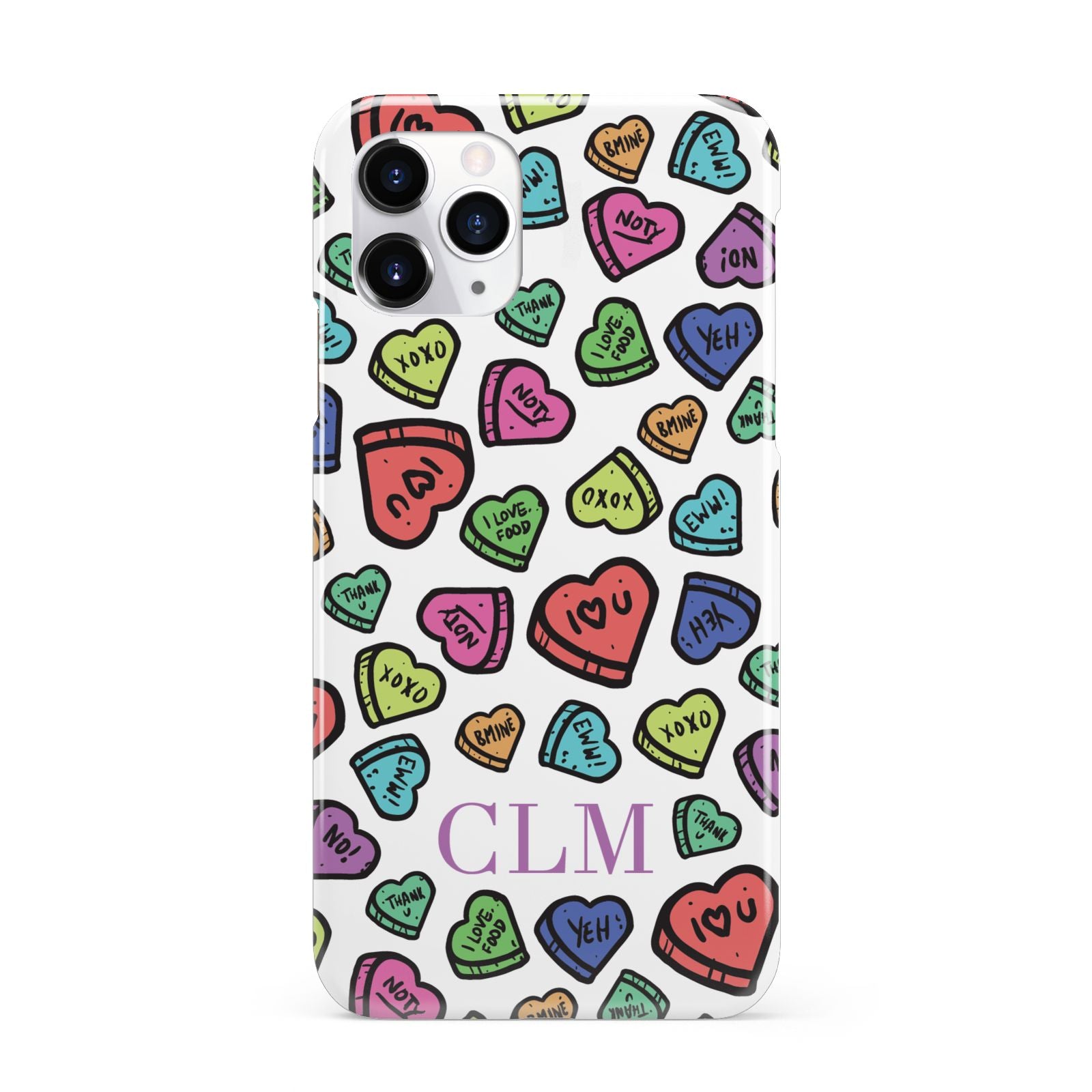 Personalised Love Hearts Initials iPhone 11 Pro 3D Snap Case