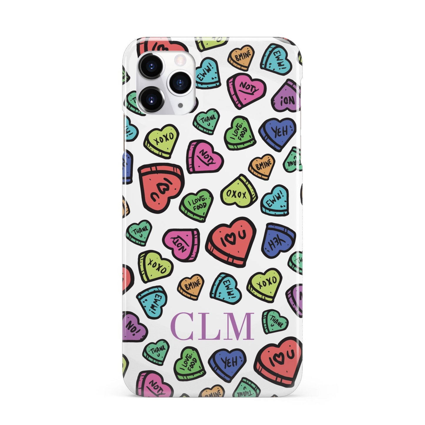 Personalised Love Hearts Initials iPhone 11 Pro Max 3D Snap Case