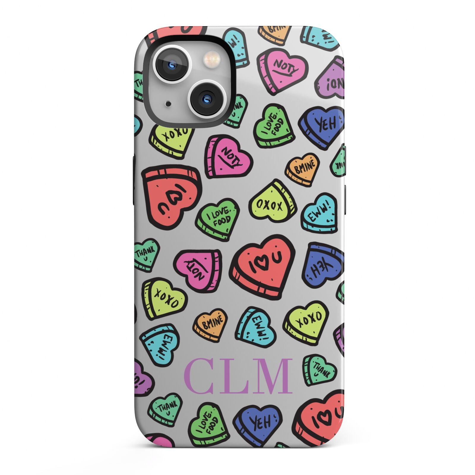 Personalised Love Hearts Initials iPhone 13 Full Wrap 3D Tough Case