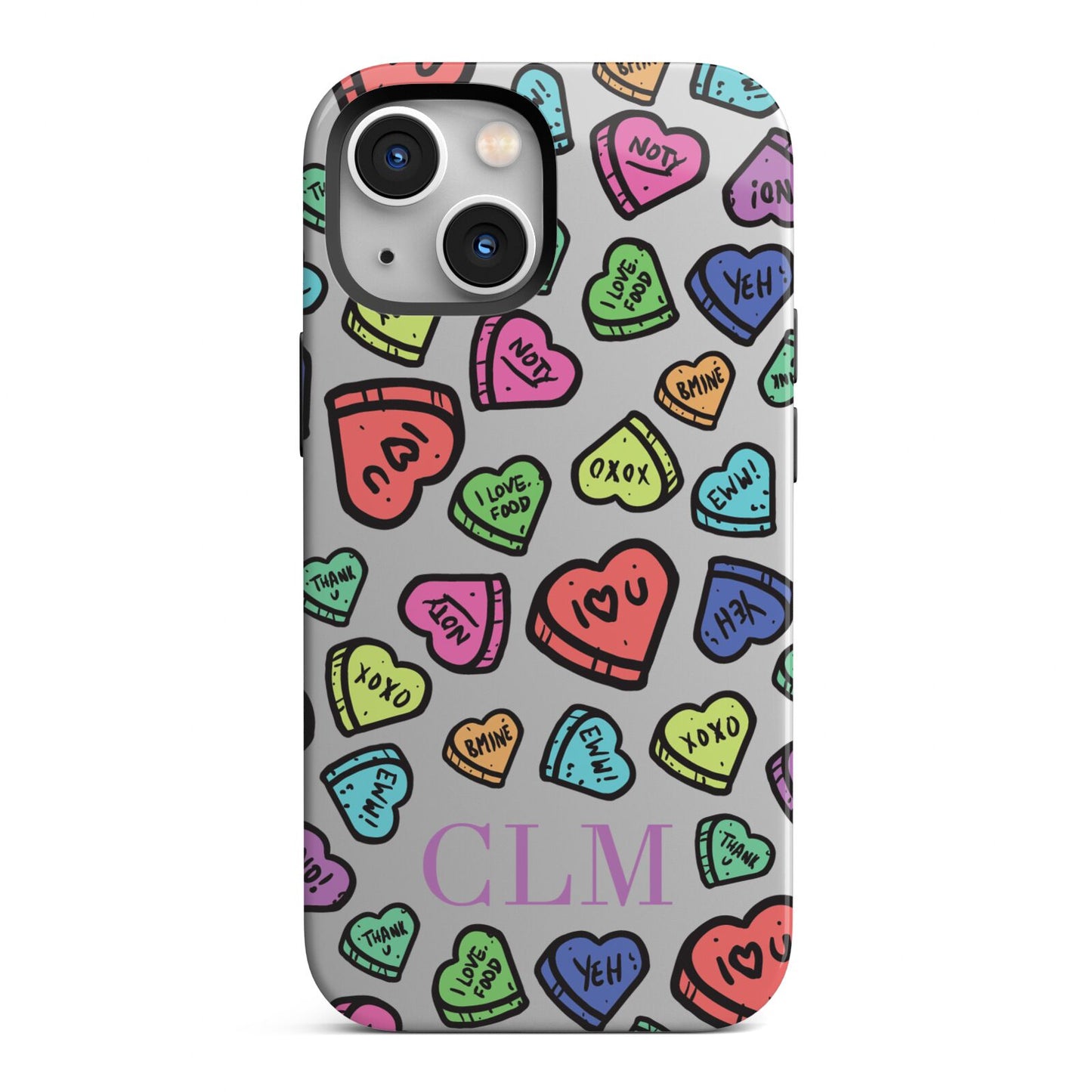 Personalised Love Hearts Initials iPhone 13 Mini Full Wrap 3D Tough Case