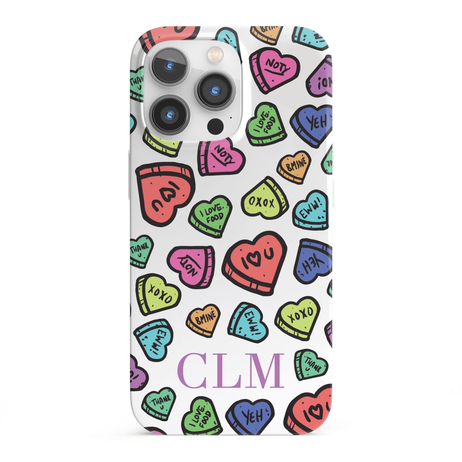Personalised Love Hearts Initials iPhone 13 Pro Full Wrap 3D Snap Case