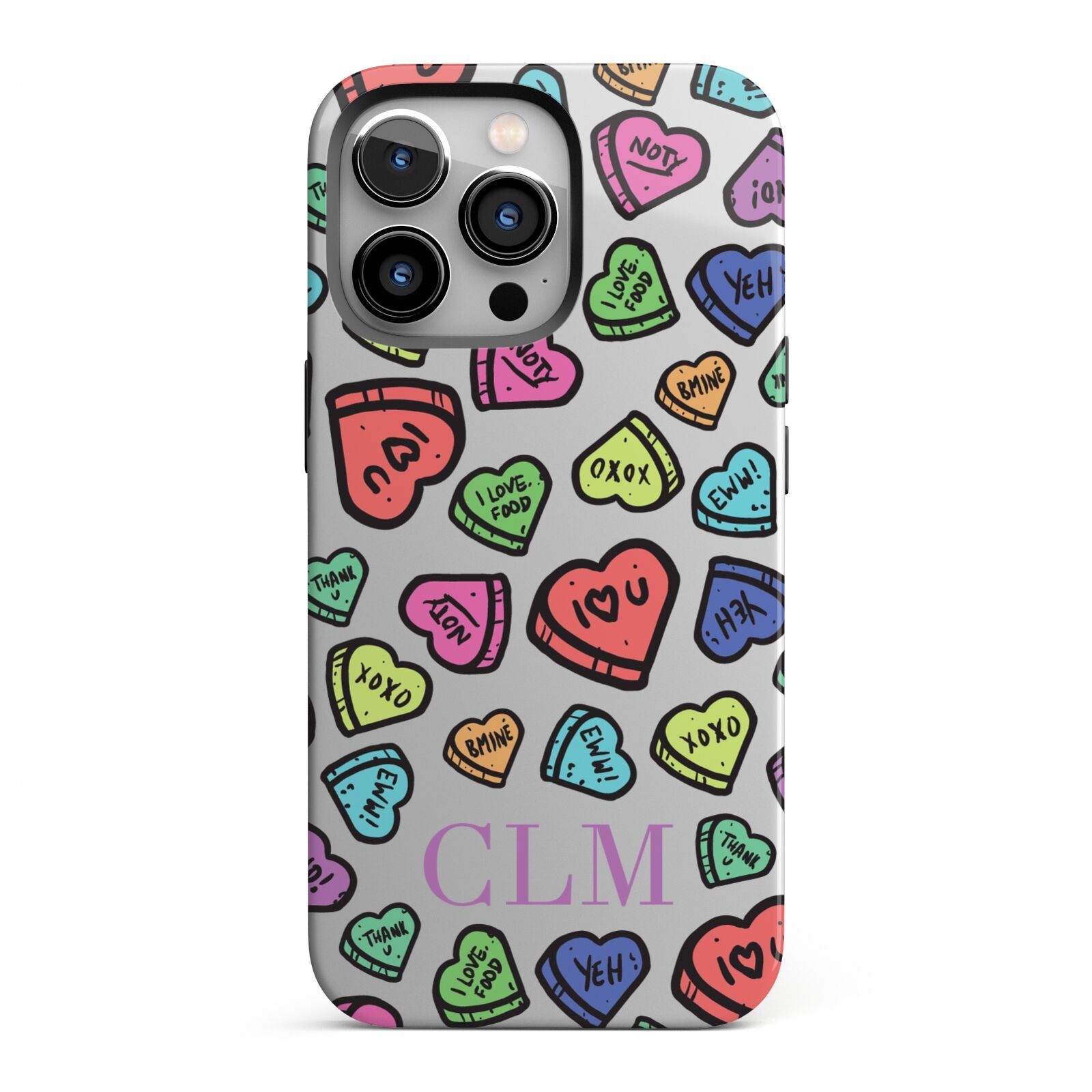 Personalised Love Hearts Initials iPhone 13 Pro Full Wrap 3D Tough Case