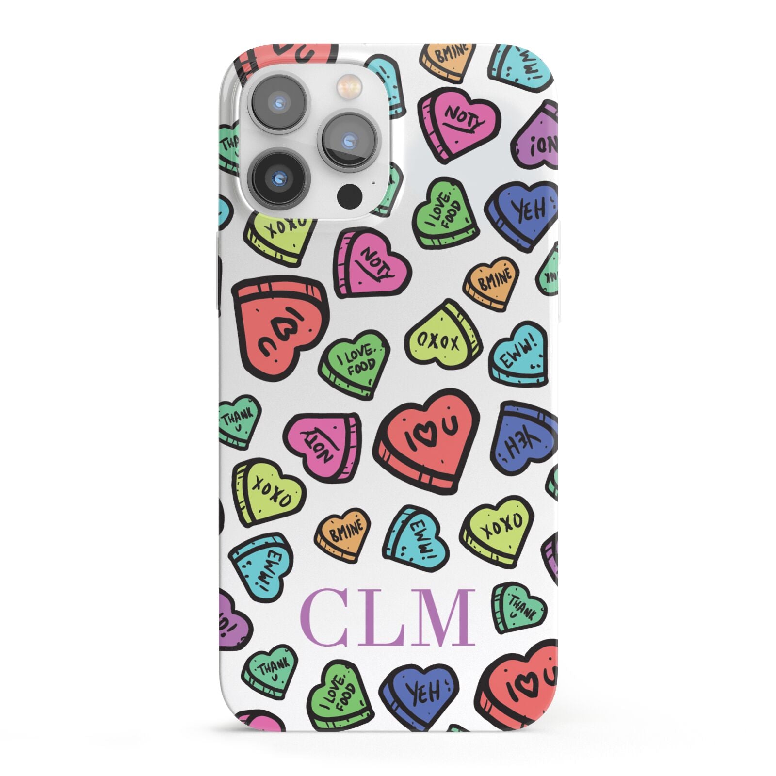Personalised Love Hearts Initials iPhone 13 Pro Max Full Wrap 3D Snap Case