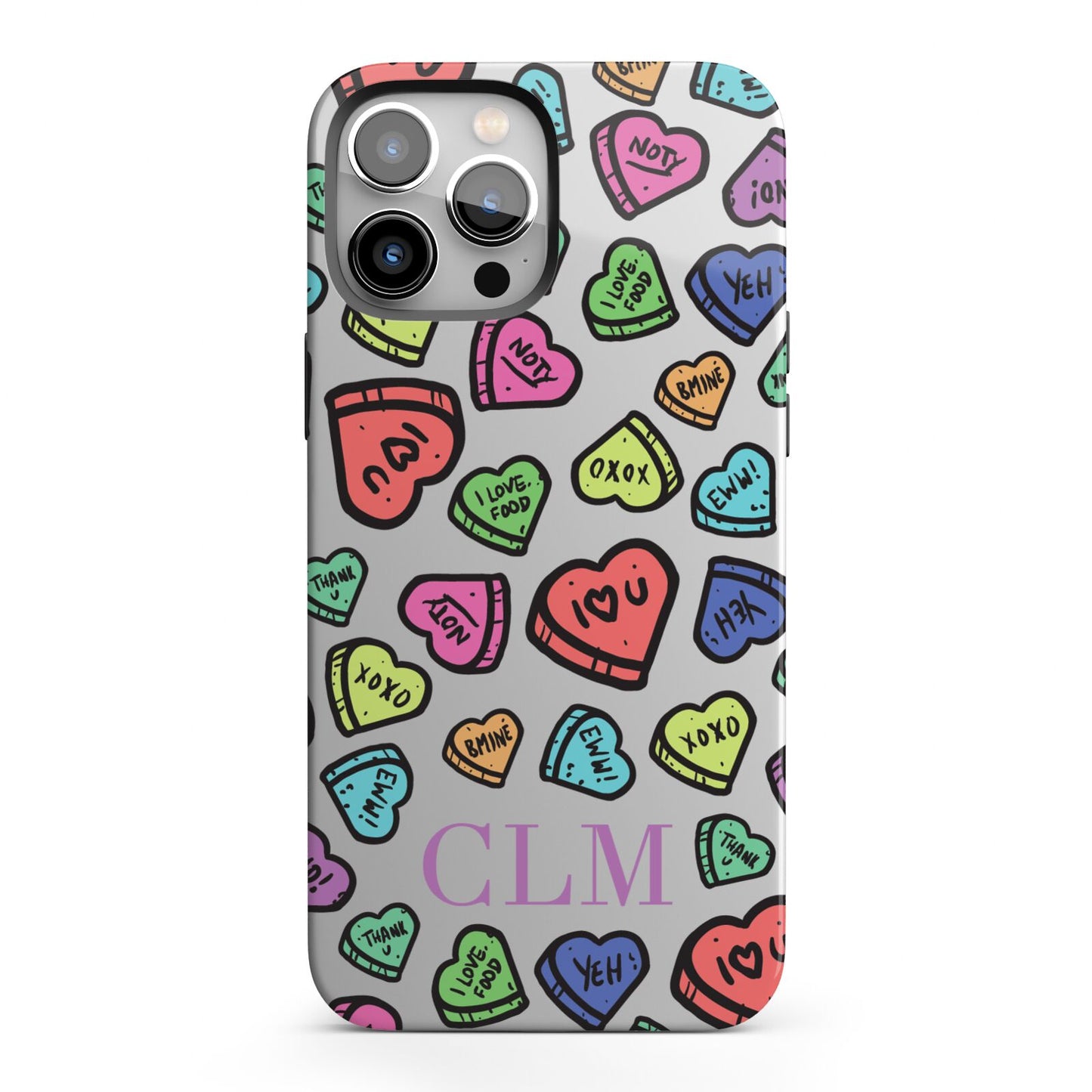 Personalised Love Hearts Initials iPhone 13 Pro Max Full Wrap 3D Tough Case