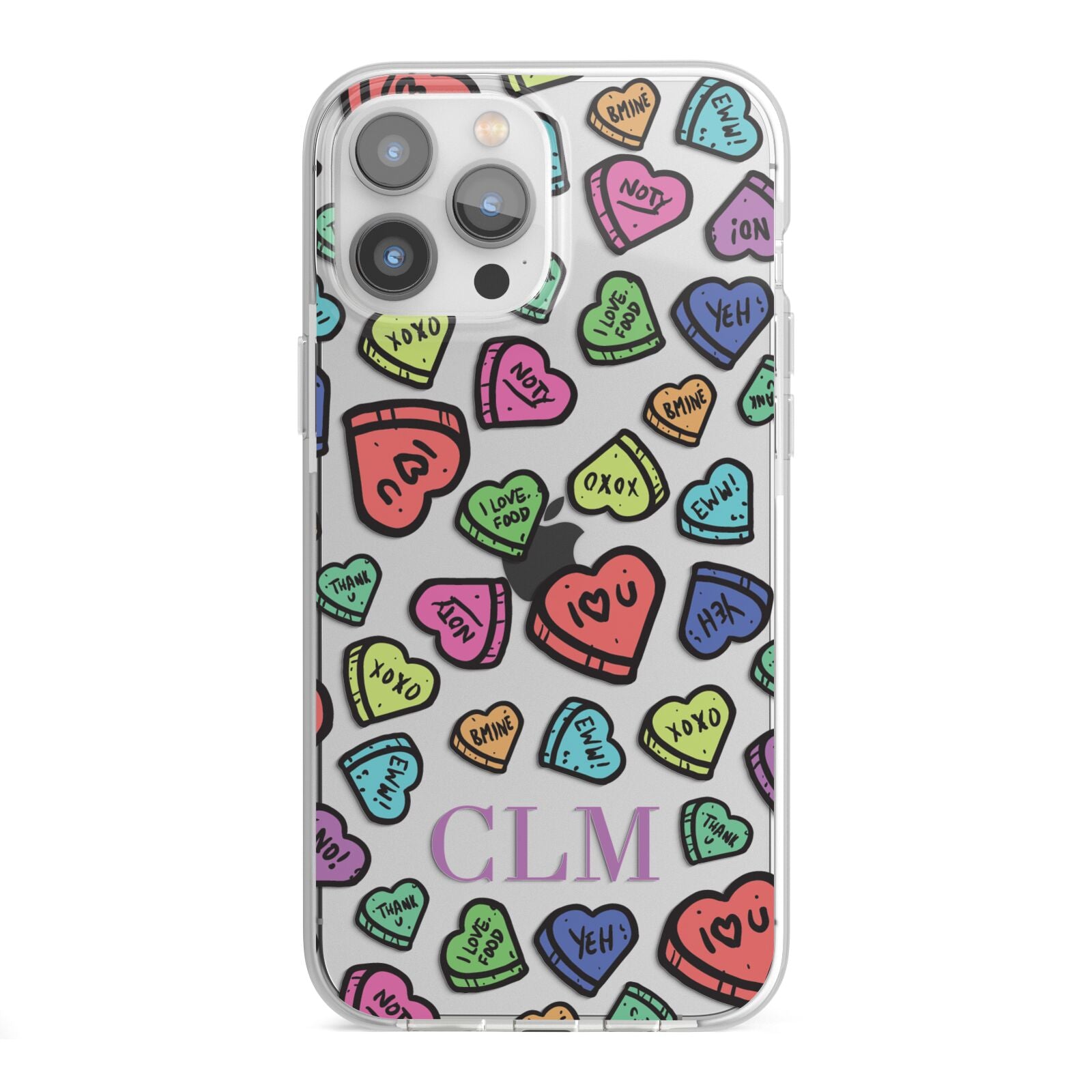 Personalised Love Hearts Initials iPhone 13 Pro Max TPU Impact Case with White Edges
