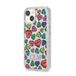 Personalised Love Hearts Initials iPhone 14 Glitter Tough Case Starlight Angled Image