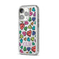 Personalised Love Hearts Initials iPhone 14 Pro Glitter Tough Case Silver Angled Image