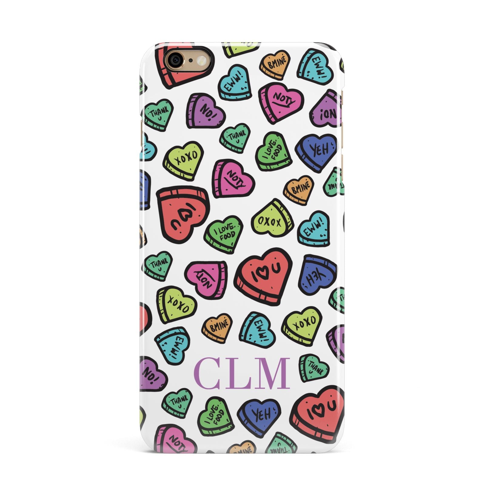 Personalised Love Hearts Initials iPhone 6 Plus 3D Snap Case on Gold Phone