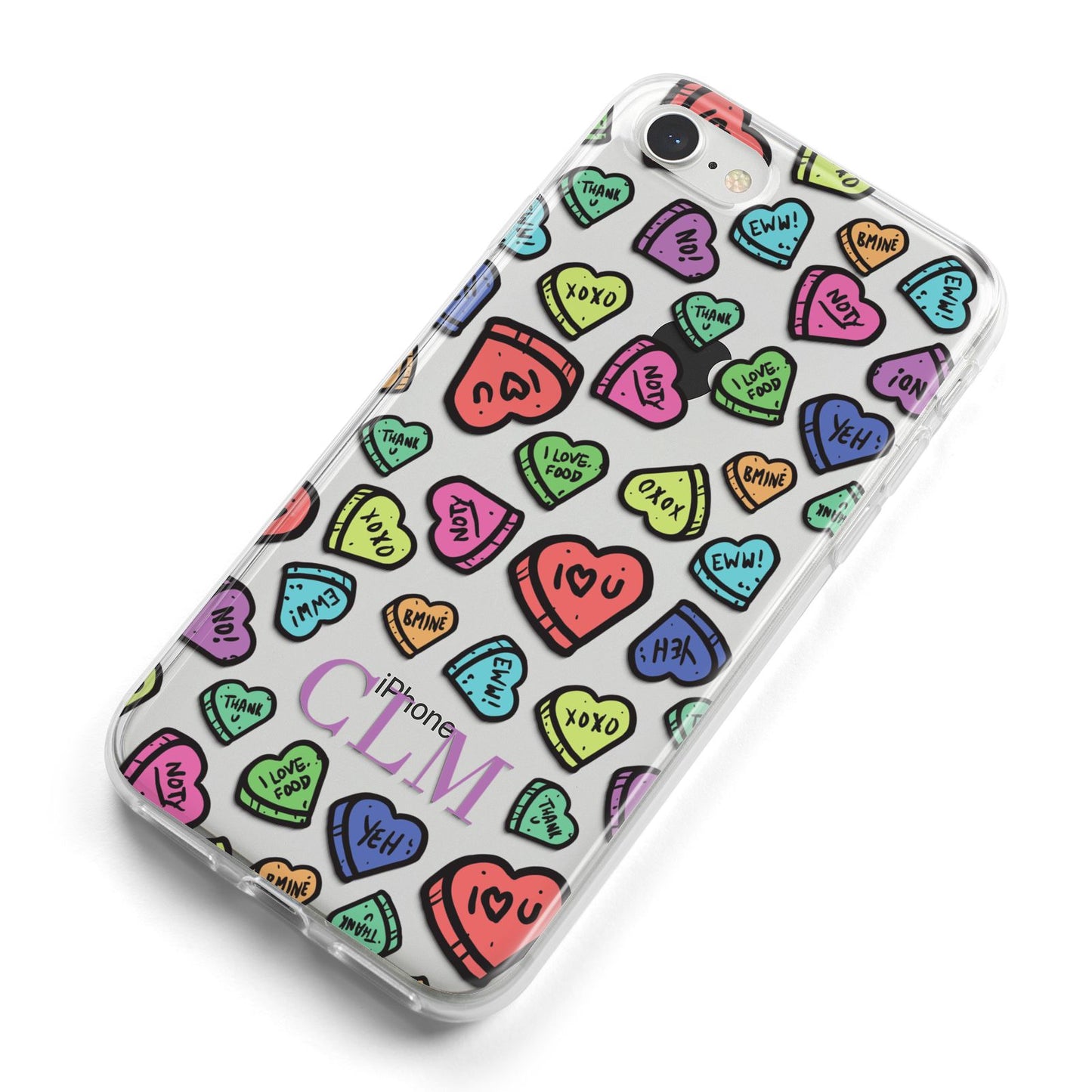 Personalised Love Hearts Initials iPhone 8 Bumper Case on Silver iPhone Alternative Image