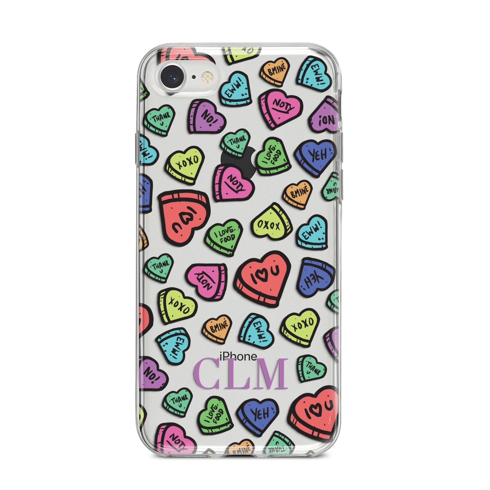 Personalised Love Hearts Initials iPhone 8 Bumper Case on Silver iPhone