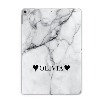 Personalised Love Hearts Marble Name Apple iPad Silver Case