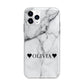 Personalised Love Hearts Marble Name Apple iPhone 11 Pro Max in Silver with Bumper Case