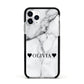 Personalised Love Hearts Marble Name Apple iPhone 11 Pro in Silver with Black Impact Case