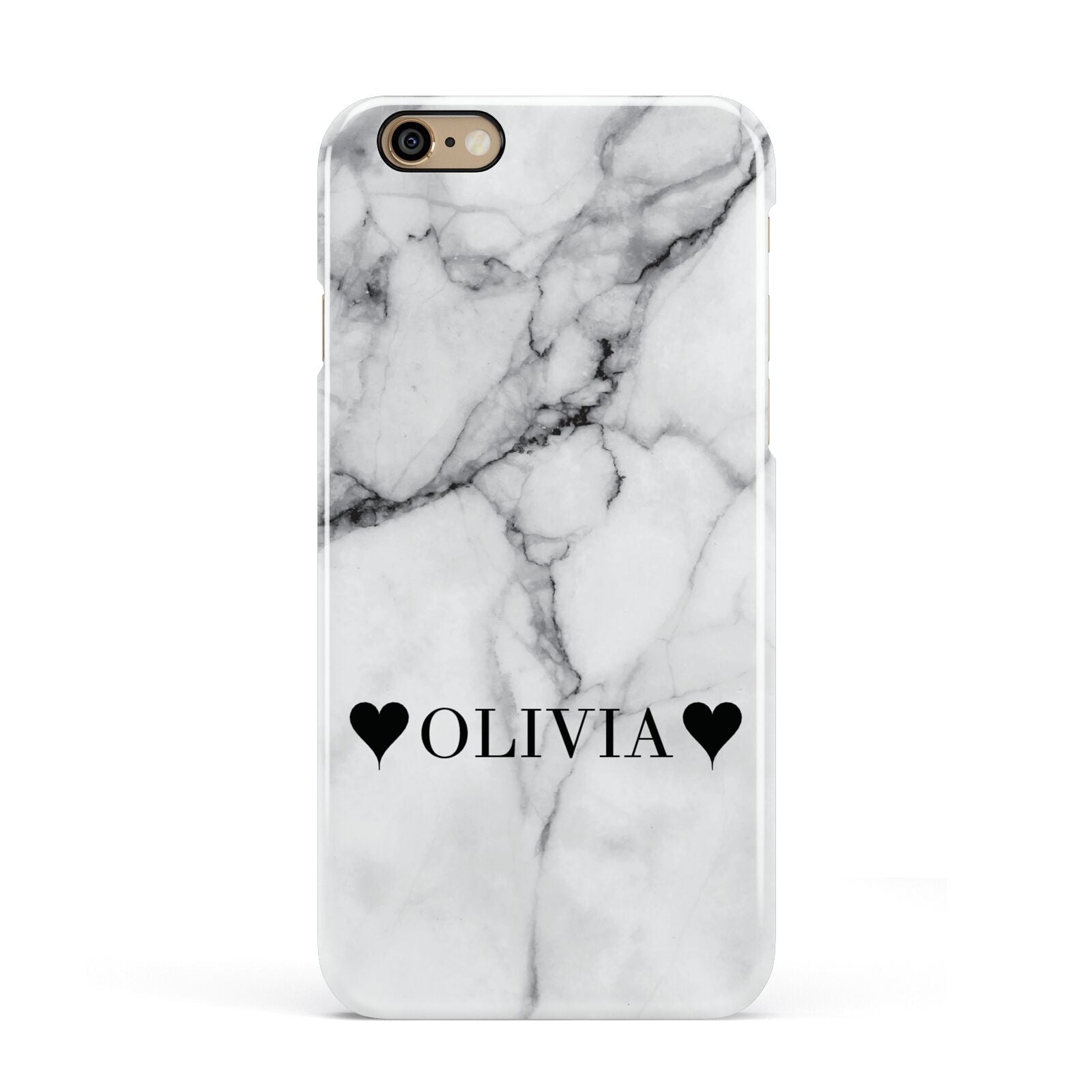 Personalised Love Hearts Marble Name Apple iPhone 6 3D Snap Case