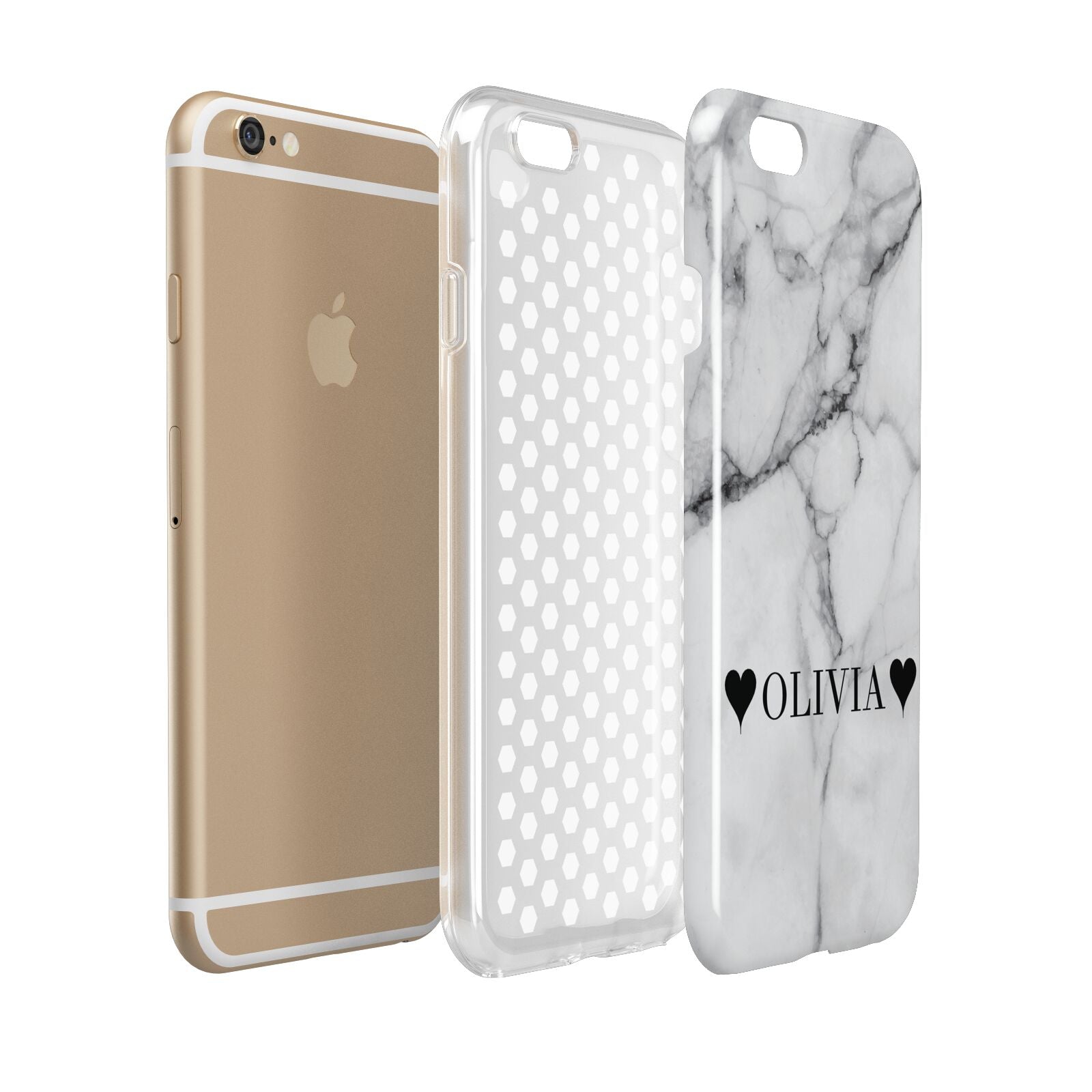 Personalised Love Hearts Marble Name Apple iPhone 6 3D Tough Case Expanded view