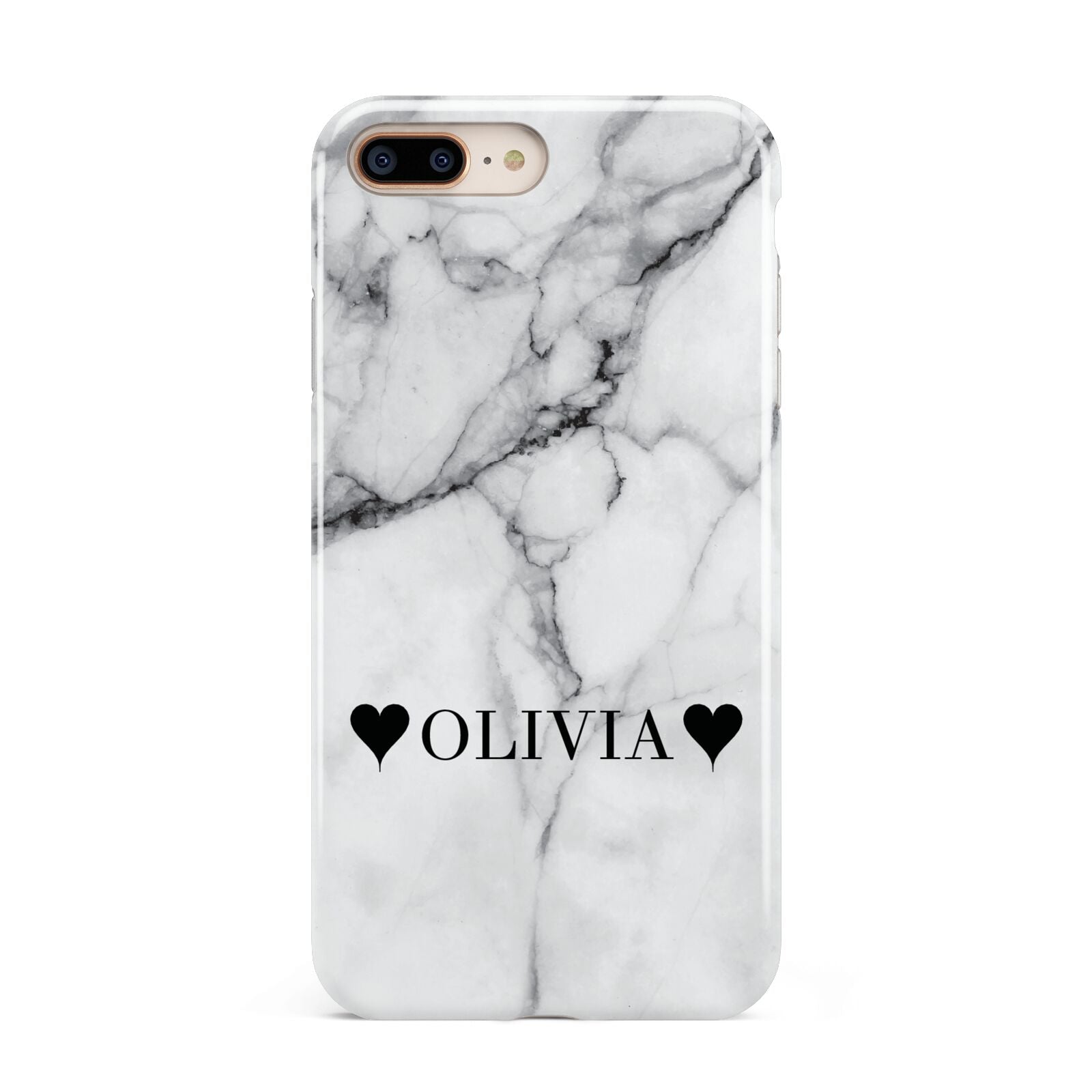 Personalised Love Hearts Marble Name Apple iPhone 7 8 Plus 3D Tough Case