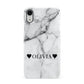 Personalised Love Hearts Marble Name Apple iPhone XR White 3D Snap Case
