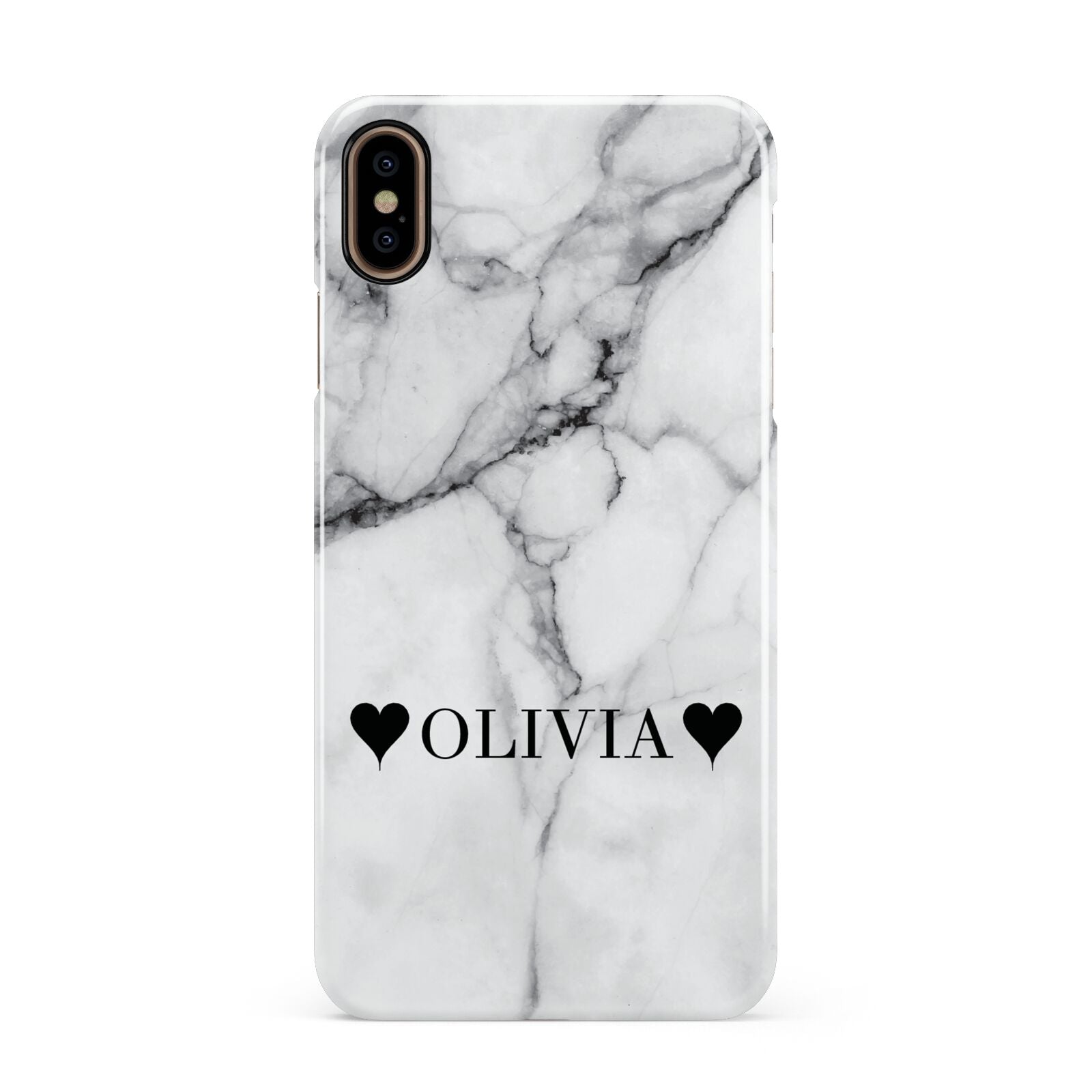 Personalised Love Hearts Marble Name Apple iPhone Xs Max 3D Snap Case