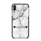 Personalised Love Hearts Marble Name Apple iPhone Xs Max Impact Case Black Edge on Gold Phone