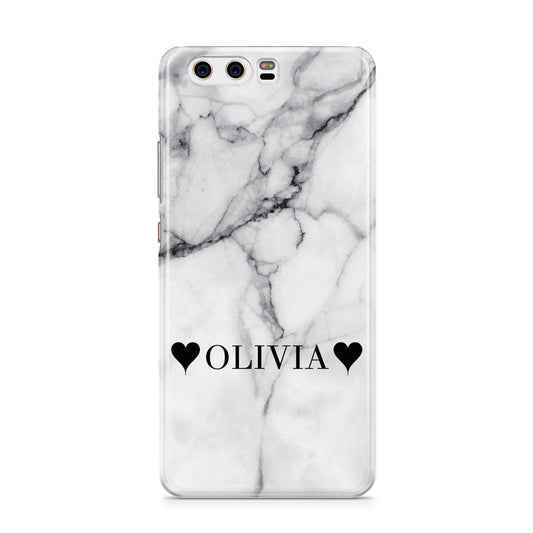 Personalised Love Hearts Marble Name Huawei P10 Phone Case