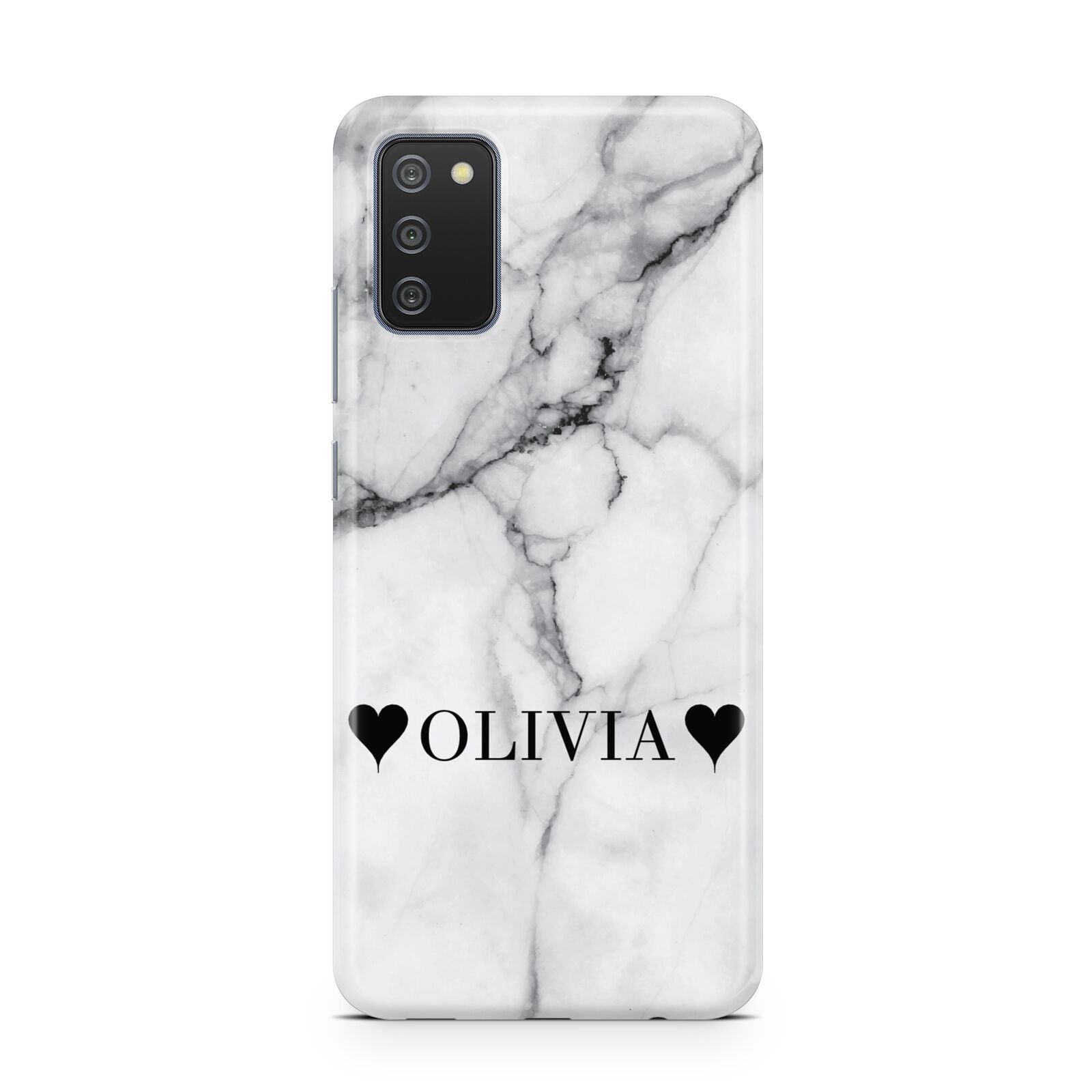 Personalised Love Hearts Marble Name Samsung A02s Case