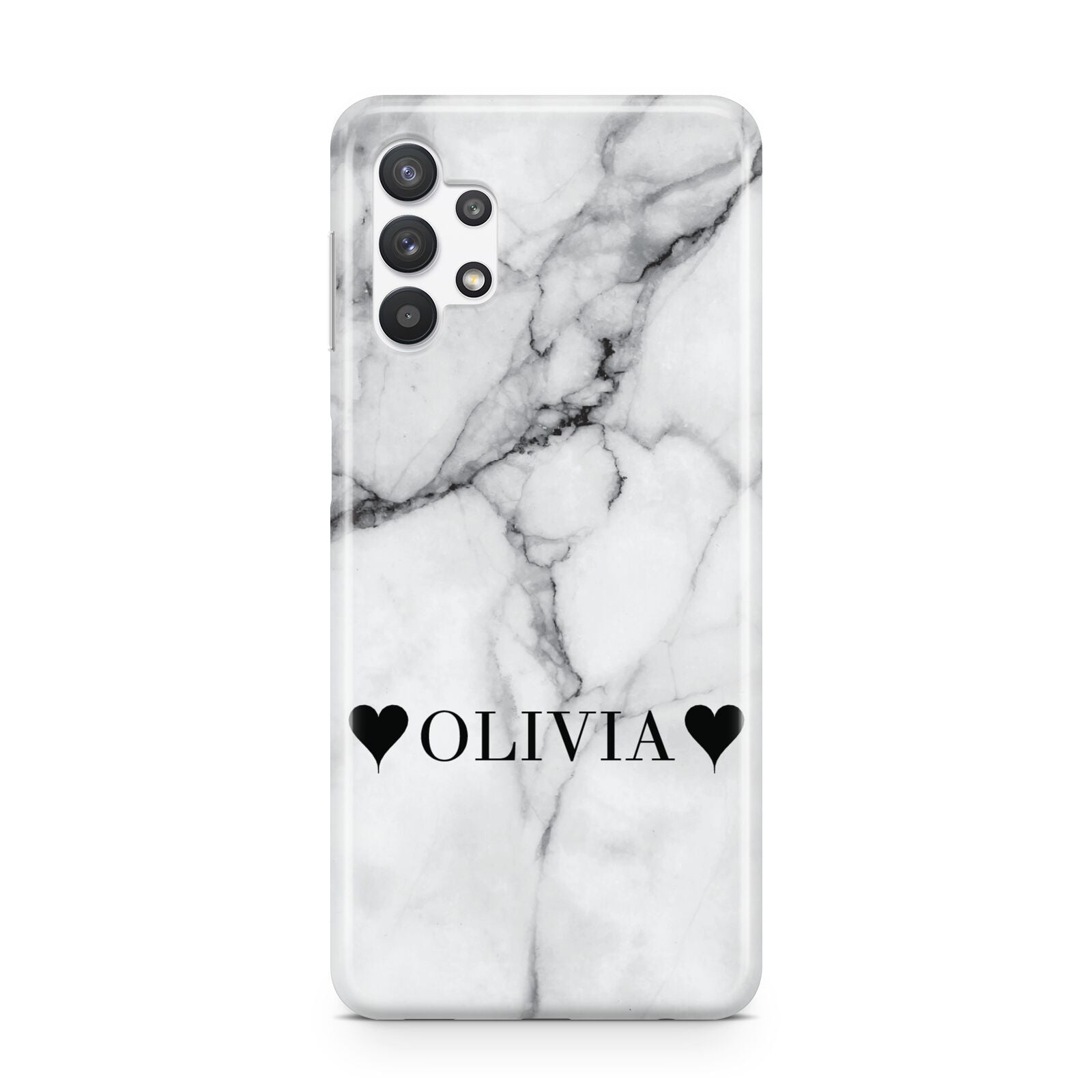 Personalised Love Hearts Marble Name Samsung A32 5G Case