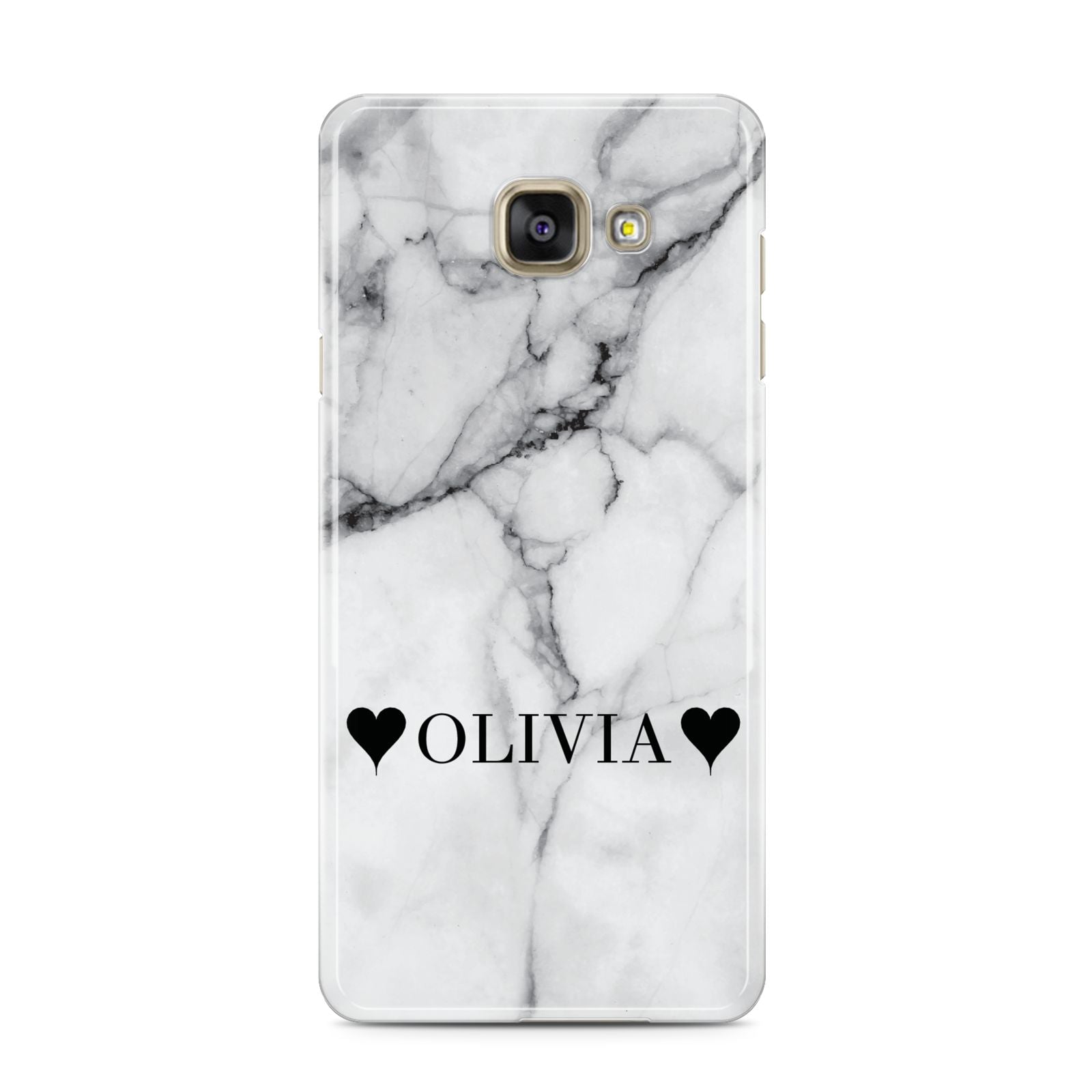 Personalised Love Hearts Marble Name Samsung Galaxy A3 2016 Case on gold phone