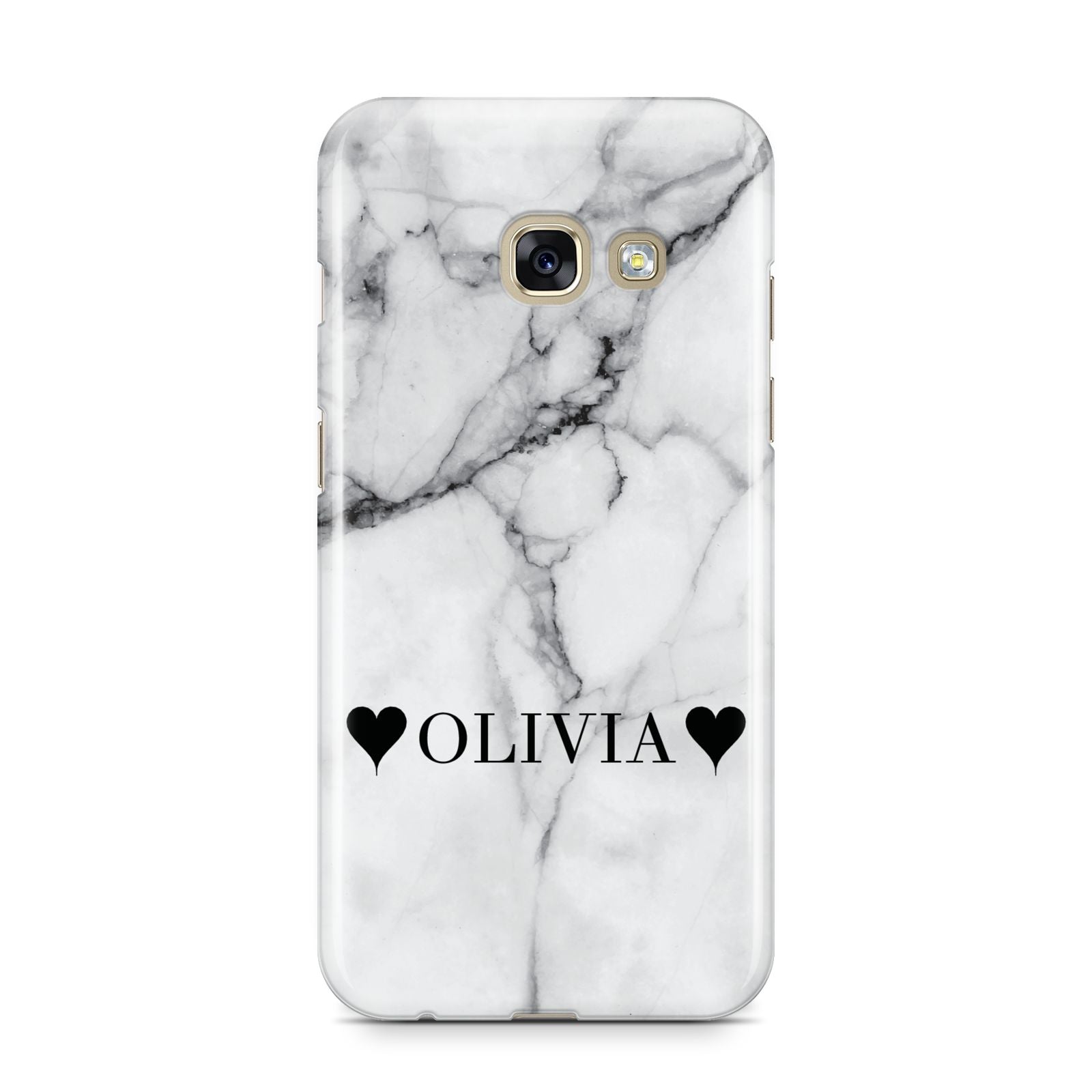 Personalised Love Hearts Marble Name Samsung Galaxy A3 2017 Case on gold phone
