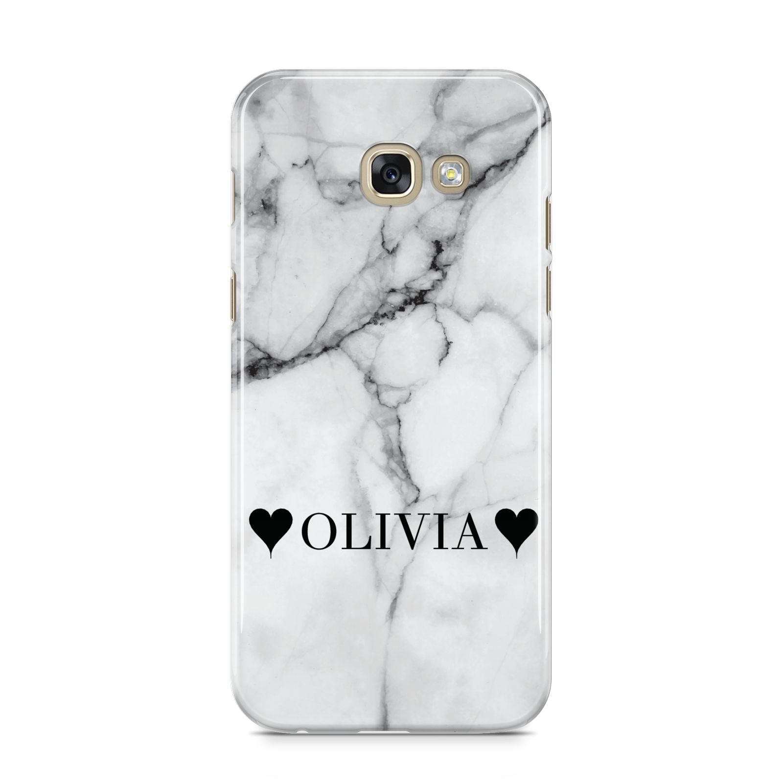 Personalised Love Hearts Marble Name Samsung Galaxy A5 2017 Case on gold phone