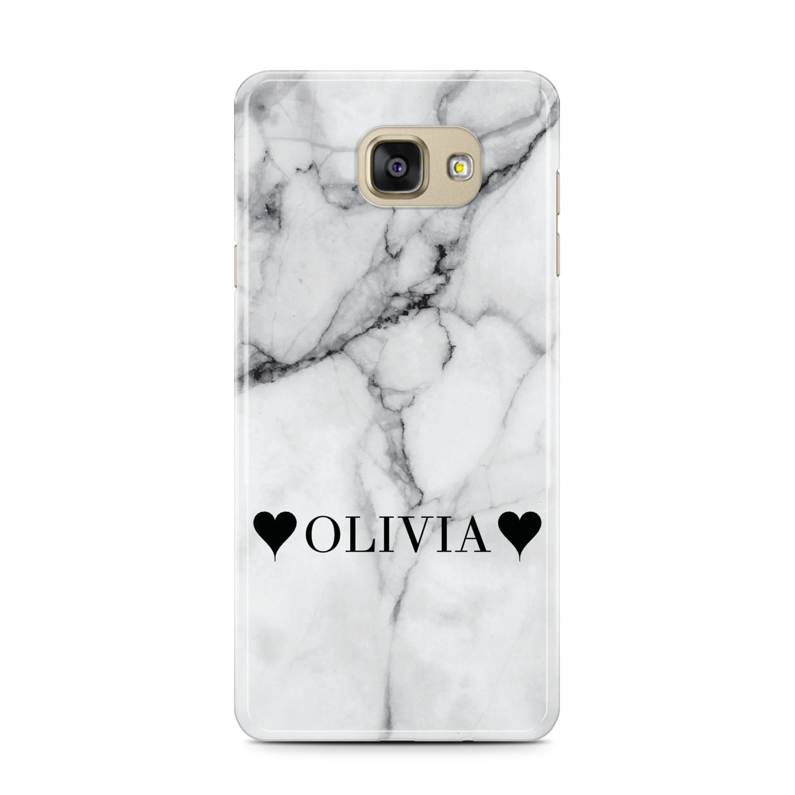 Personalised Love Hearts Marble Name Samsung Galaxy A7 2016 Case on gold phone