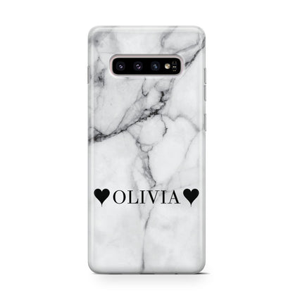 Personalised Love Hearts Marble Name Samsung Galaxy S10 Case