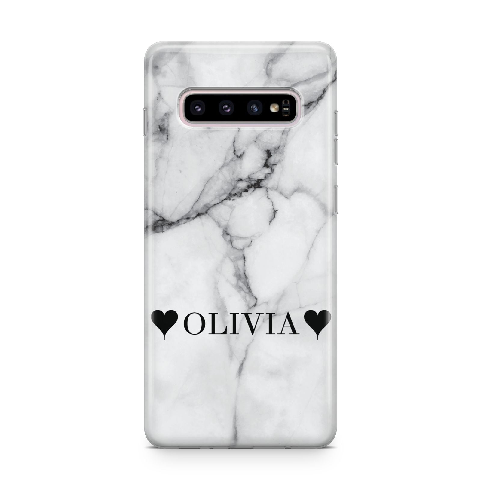 Personalised Love Hearts Marble Name Samsung Galaxy S10 Plus Case