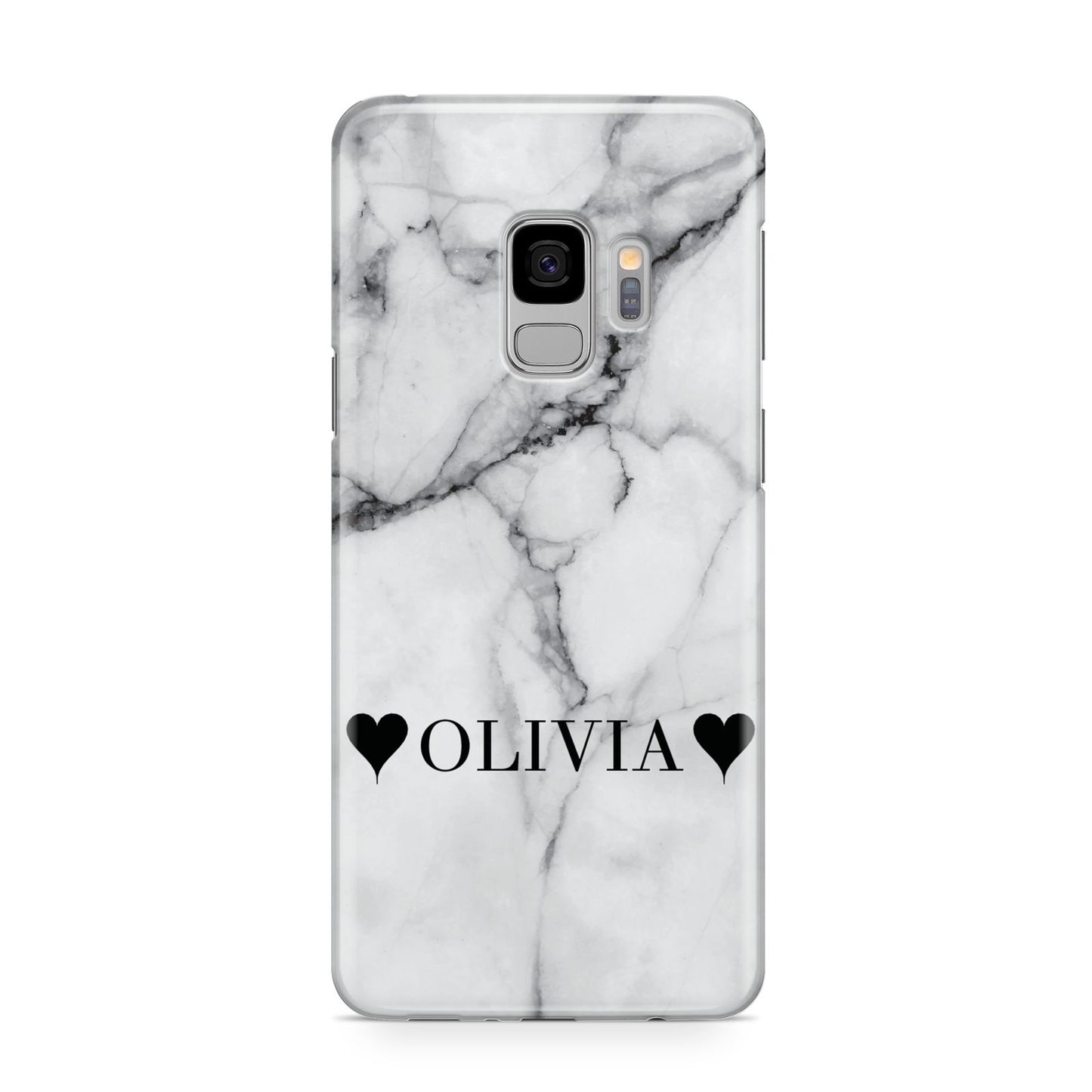 Personalised Love Hearts Marble Name Samsung Galaxy S9 Case