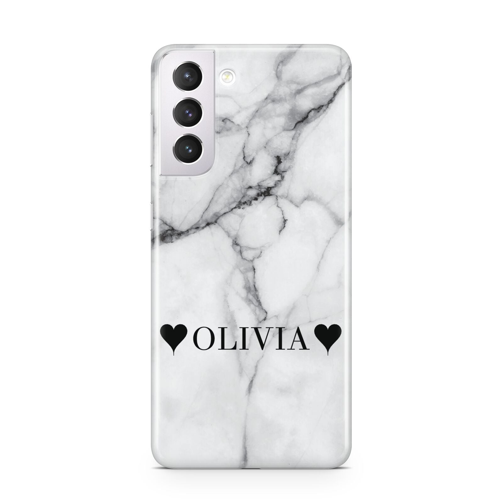 Personalised Love Hearts Marble Name Samsung S21 Case
