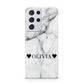 Personalised Love Hearts Marble Name Samsung S21 Ultra Case