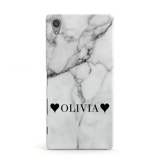 Personalised Love Hearts Marble Name Sony Xperia Case