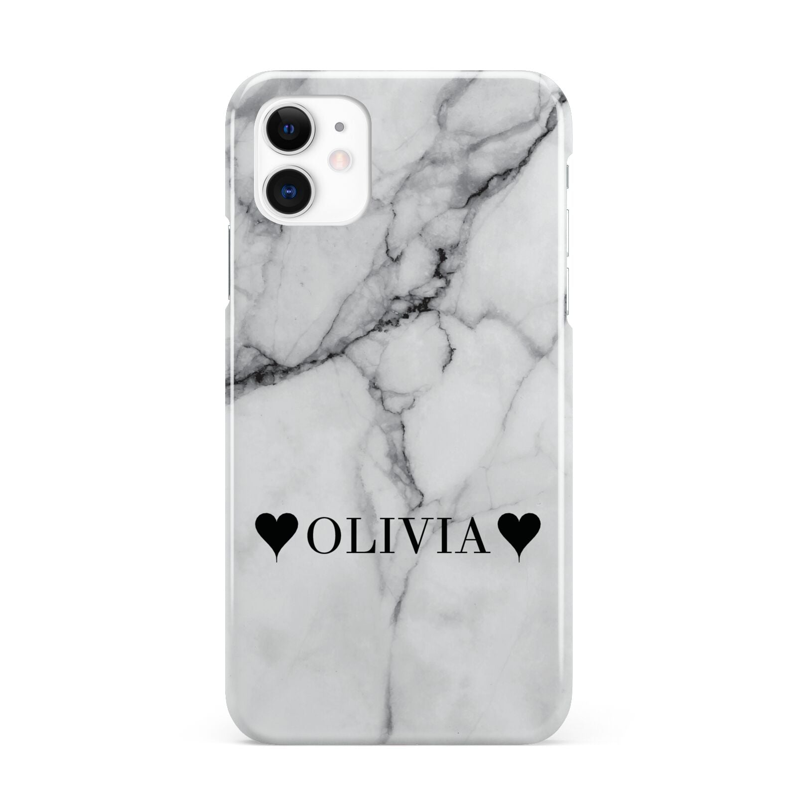 Personalised Love Hearts Marble Name iPhone 11 3D Snap Case